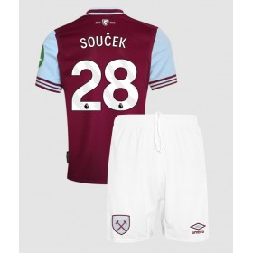 West Ham United Tomas Soucek #28 Hemmakläder Barn 2024-25 Kortärmad (+ Korta byxor)